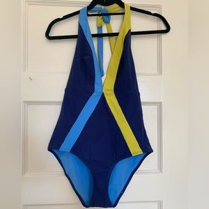 Plunge neckline one piece bathing suit Flagpole NYC from Anthropologie size L